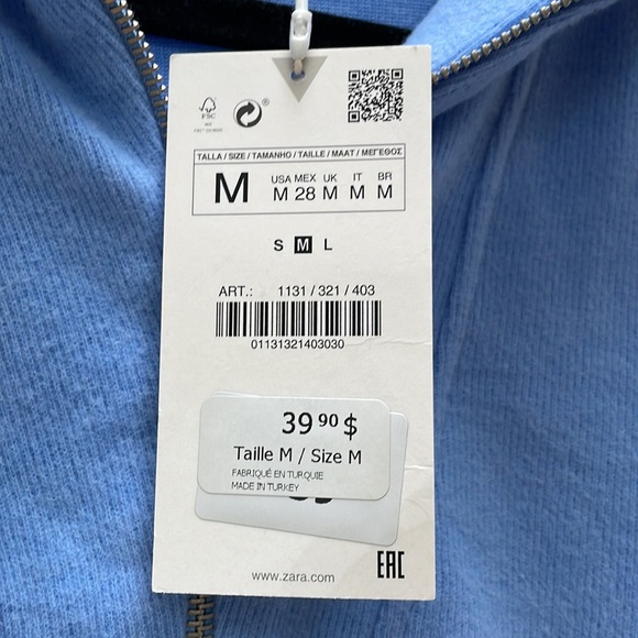 NWT Zara Soft Dress with Zipper in Sky Blue - Picture 6 of 7